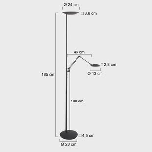 Steinhauer LED uplighter Daphne 2 + leeslampje zwart, CCT, afstandsbediening