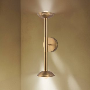 Elstead LED wandlamp Arden, goudkleurig, hoogte 57 cm, 2-lamps, metaal, dimbaar