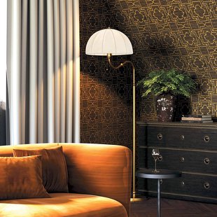 Elstead Vloerlamp Crosby, beige/goud, hoogte 173 cm, textiel/metaal