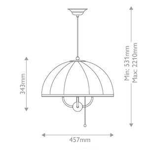 Elstead Hanglamp Crosby, beige/goud, Ø 46 cm, textiel/metaal, 4 x E14