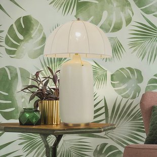 Crosby-tafellamp, beige, hoogte 70 cm, textiel/metaal - Elstead - Woonkamer - Vintage / Retro - 1 lamp