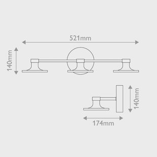 Elstead LED wandlamp Issa, goudkleurig, 52 cm, 3-lamps, metaal IP44