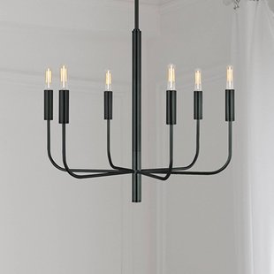 FEISS Kroonluchter Brianna, zwart, Ø 61 cm, 6-lamps, metaal