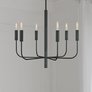 Brianna kroonluchter, zwart, Ø 61 cm, 6-lamps, metaal - FEISS - Woonkamer - Meerdere lampen