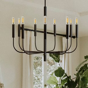 FEISS Kroonluchter Brianna, zwart, Ø 84 cm, 9-lamps, metaal
