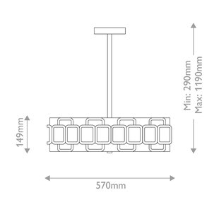 Sabina hanglamp, zwart, Ø 57 cm, metaal/textiel - HINKLEY - Woonkamer - Modern - 1 lamp