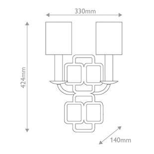 HINKLEY Wandlamp Sabina, zwart, hoogte 42 cm, 2-lamps, metaal/textiel