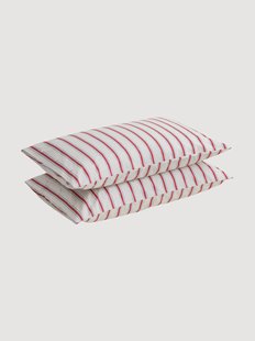 Katoenen perkal kussenslopen Striped Coral, 2-delig