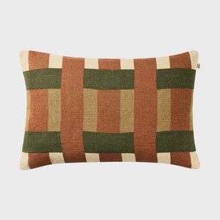Chhatwal & Jonsson Benaras kussenhoes Apricot Orange-Khaki-Cactus Green, 40x60 cm