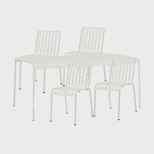 HAY Palissade eetset 4 stoelen 170x90 cm cream white
