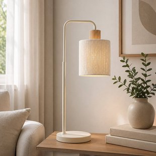 Brilliant Tafellamp Arlo, beige, textiel/hout, hoogte 58 cm, E27