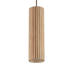 Brilliant Hanglamp Lakewood, bruin, hout, Ø 10 cm, 1-lamp