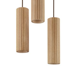 Brilliant Hanglamp Lakewood, bruin, hout, Ø 28 cm, 3-lamps
