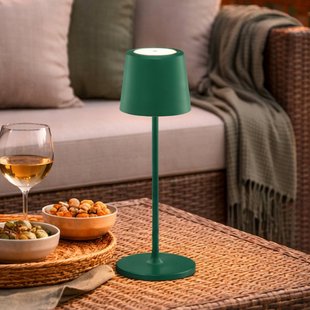 Brilliant Kaami LED tafellamp op accu, groen, hoogte 37 cm, IP44, dimbaar.