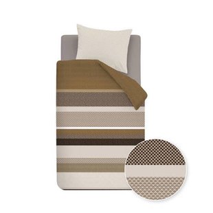 Beddinghouse katoenen gestreepte 1-persoons dekbedovertrek 140x220 cm - goud