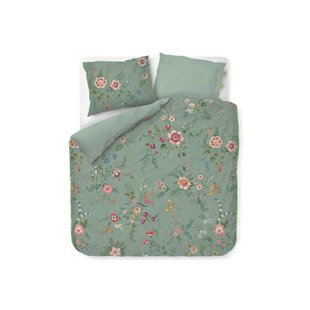 Pip Studio perkalen gebloemd lits-jumeaux dekbedovertrek 240x220 cm - groen
