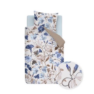 Beddinghouse katoenen gebloemd 1-persoons dekbedovertrek 140x220 cm - blauw