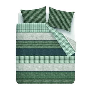 Riviera Maison katoenen gestreepte lits-jumeaux dekbedovertrek 240x220 cm - blauw groen