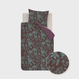 Beddinghouse velours gebloemd 1-persoons dekbedovertrek 140x220 cm - donkerrood