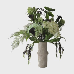 Botané Moonlit Garden kunstboeket hortensia-papegaaientulp-calla, 106 cm, 17 stuks