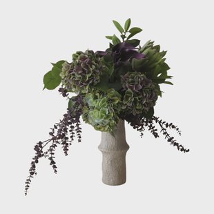 Botané Aubergine Bloom kunstboeket Calla-hortensia-koningsprotea, 106 cm, 12 stuks