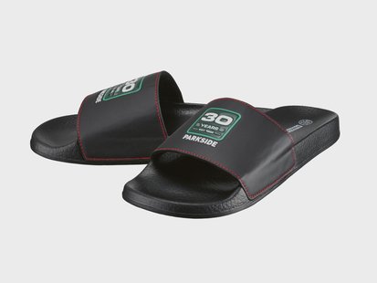 PARKSIDE Heren badslippers, Fan Edition (Zwart, 46)