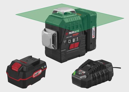 PARKSIDE Accu-kruislijnlaser 20 V, met accu 4 Ah en snellader 4,5 A