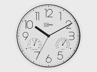 LIVARNO Wandklok met thermo- en hygrometer, Ø25 cm (wit)