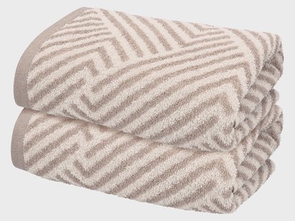 LIVARNO Set van 2 handdoeken, 50 x 100 cm, 500 g/m² (Beige/print)