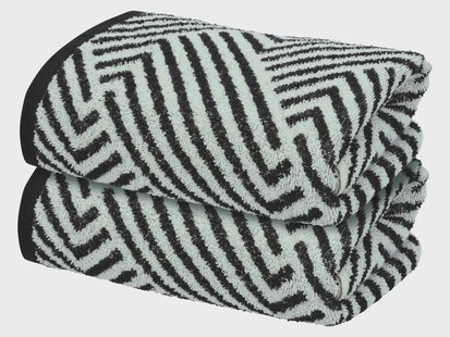 LIVARNO Set van 2 handdoeken, 50 x 100 cm, 500 g/m² (Zwart/print)