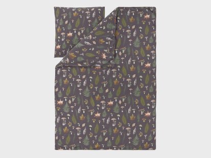 LIVARNO Polyester satijn dekbedovertrek 140 x 200 cm, 1-persoons (Paddestoelen)
