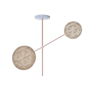 Chanpen 2L hanglamp, 2-lamps, beige/koper - Forestier - Eetkamer - Designer - Meerdere lampen