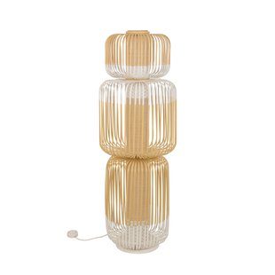 Bamboo Totem vloerlamp, wit, hoogte 118 cm, E27 - Forestier - Woonkamer - Designer - Bamboe - Meerdere lampen