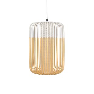 Bamboo Outdoor L hanglamp, wit, IP44, E27 - Forestier - Terras - Designer - Bamboe - 1 lamp