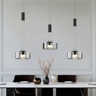 FISCHER & HONSEL LED hanglamp Lavin, lengte 100 cm, zandzwart/rookgrijs