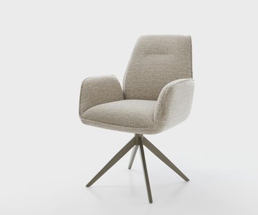 DELIFE Draaistoel Zoa-Flex geweven stof beige kruisframe breed afwerking met titanium 360° draaibaar rocker-functie pocketveer kern