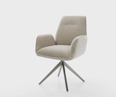 DELIFE Draaistoel Zoa-Flex geweven stof beige kruisframe breed grafiet 360° draaibaar rocker-functie pocketveer kern