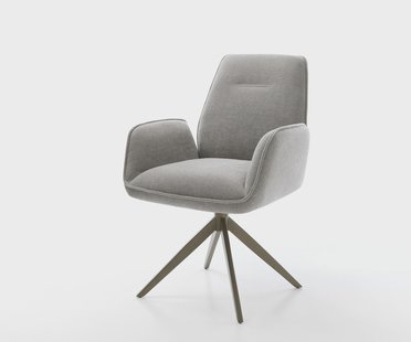 DELIFE Draaistoel Zoa-Flex zachte stof met structuur grijs kruisframe breed afwerking met titanium 360° draaibaar rocker-functie pocketveer kern