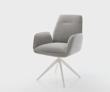 DELIFE Draaistoel Zoa-Flex zachte stof met structuur grijs kruisframe breed wit 360° draaibaar rocker-functie pocketveer kern