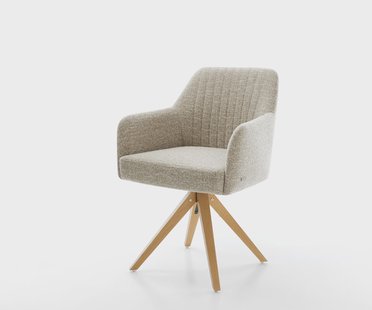 DELIFE Draaistoel Greg-Flex geweven stof beige houten frame hoekig natuur 360° draaibaar pocketveer kern