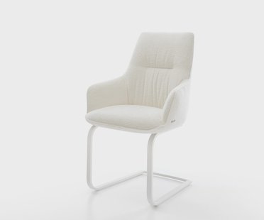 DELIFE Sledemodel Zelia-Flex met armleuning bouclé zacht beige sledemodel vlak wit pocketveer kern