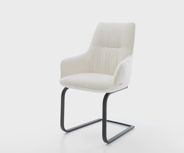 DELIFE Sledemodel Zelia-Flex met armleuning bouclé zacht beige sledemodel vlak zwart pocketveer kern