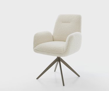 DELIFE Draaistoel Zoa-Flex teddy beige kruisframe breed afwerking met titanium 360° draaibaar rocker-functie pocketveer kern