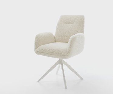 DELIFE Draaistoel Zoa-Flex teddy beige kruisframe breed wit 360° draaibaar rocker-functie pocketveer kern
