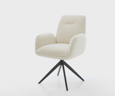 DELIFE Draaistoel Zoa-Flex teddy beige kruisframe breed zwart 360° draaibaar rocker-functie pocketveer kern