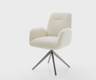 DELIFE Draaistoel Zoa-Flex teddy beige kruisframe breed grafiet 360° draaibaar rocker-functie pocketveer kern