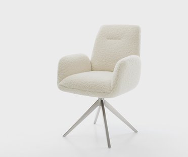 DELIFE Draaistoel Zoa-Flex teddy beige kruisframe breed roestvrij staal 360° draaibaar rocker-functie pocketveer kern
