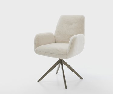 DELIFE Draaistoel Zoa-Flex pluchen crème-wit kruisframe breed wit 360° draaibaar rocker-functie pocketveer kern