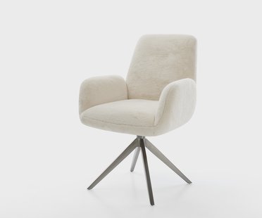 DELIFE Draaistoel Zoa-Flex pluchen crème-wit kruisframe breed grafiet 360° draaibaar rocker-functie pocketveer kern