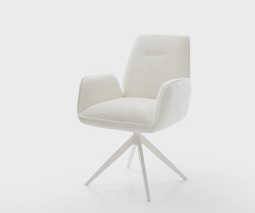 DELIFE Draaistoel Zoa-Flex bouclé zacht beige kruisframe breed wit 360° draaibaar rocker-functie pocketveer kern